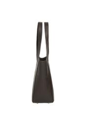 Women's dark brown leather shopper bag TORES-1340-1I(Z26), side view on a white background.
