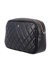 Black quilted women's handbag TOREC-1313-99(Z26), diagonal product view on a white background.
