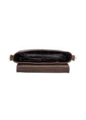 Brown leather women's handbag TORES-1377-1H(Z26), product view inside on white background.