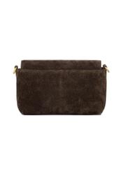 Women's brown suede messenger bag TORES-1388-1I(Z26), back view of the product on a white background.