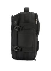 Black airplane backpack PLCMN-0017-99(Z25), side view of the product on a white background.
