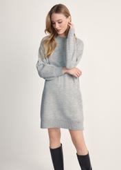 Gray sweater dress SUKDT-0204-91(Z24), product visible from the front on the model, half of the silhouette visible.