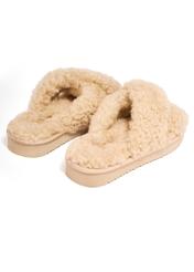 Beige women's wool slippers BUTYD-1321-1B(Z26)