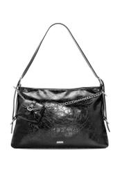 Black patent leather women's handbag TOREC-1073-99(Z25), product view from the front on a white background.