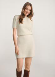 Women's wool sweater SWEDT-0256-12(Z25), front view of the product on the model. Half of the silhouette visible.