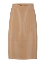 Beige imitation leather skirt SPCDP-0002-81(W23)-04