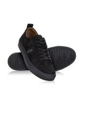 Black leather men's sneakers BUTYM-0430-99(W24)-04