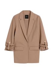 Women's jacket without fastening in cool beige color ZAKDT-0034-1K(Z26), front view of the product on a light background.