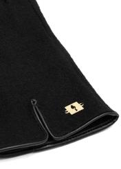 Black woolen women's gloves REKDT-0027A-99(Z25) - close-up of the detail on a white background.
