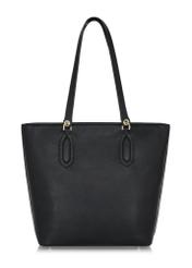 Black padded faux leather shopper bag TOREC-0905-99(W24)-05