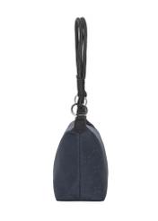 Navy blue fabric women's handbag TOREN-0355-7E(Z26), side view on a white background.