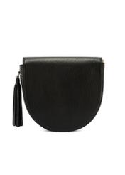 Women's black leather messenger bag TORES-1283-9I(W26) - product view from the back, on a white background.