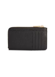 Black small leather women's wallet PORES-0978R-9I(W26), back product view on white background.