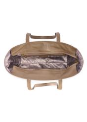 Dark brown leather women's shopper bag TORES-0971 F-1K(W26) - product view from above, on a white background.