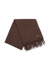 Dark brown women's scarf with wool SZADT-0232-1I(Z26), front view of the product on a white background.