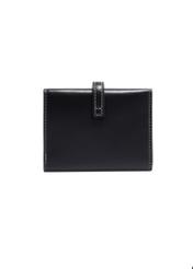 Black leather women's wallet PORES-1007-99(Z26), product view from the back on a white background.