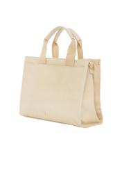 Cream cotton women's handbag TOREN-0332-0B(W26), diagonal product view on white background.