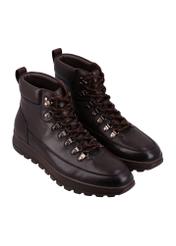 Dark brown men's ankle boots BUTYM-0562-1I(Z26), diagonal product view on white background.