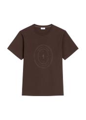 Brown cotton men's T-shirt with print TSHMT-0152-1I(Z26) - front product view, on a white background.
