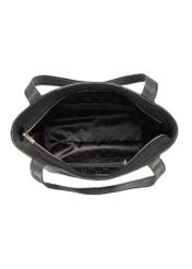 Black leather women's handbag TORES-1144-99(Z25) - product view from above on white background.