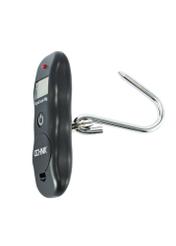 Digital luggage scale AW-010-0001-99(W25), diagonal view of the product without packaging on a white background.