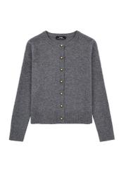 Gray wool women's cardigan KARDT-0058-91(Z25), front product view on white background.