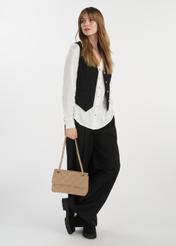 Beige leather women's handbag with chain TORES-1110-81(W25)
