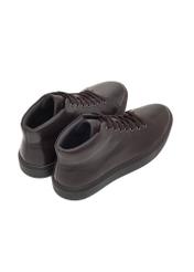 Dark brown men's leather shoes BUTYM-0550-1I(Z26), product view from the back on a white background.