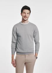 Light gray men's sweater with logo SWEMT-0114-91(Z24)-02