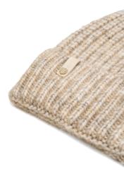 Beige women's winter hat CZADT-0208-81(Z25), close-up of the product detail on a white background.