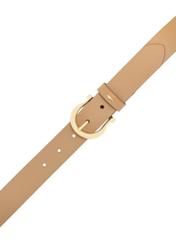Beige women's leather belt PASDS-0274-1A(W26), top view of the product on a white background.