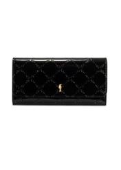 Black large women's wallet with monogram POREC-0421-98(Z25) - front product view on white background.