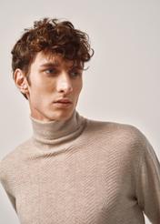 Beige men's turtleneck sweater SWEMT-0131-81(Z23)-03