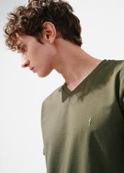 Khaki basic Men's logo T-shirt TSHMT-0088-55(W24)-01