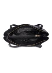 Black leather shopper bag TORES-1223-99(W26), product view inside on white background.