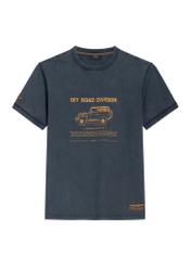 Dark navy blue cotton men's T-shirt with print TSHMT-0162-7E(Z26), front product view on white background.