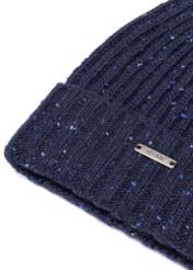 Navy blue wool men's hat CZAMT-0089-69(Z25) - close-up of the detail on a white background.