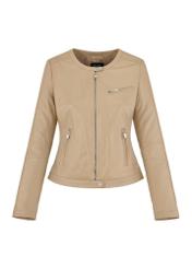 Women's beige leather jacket KURDS-0154-1187(W24)-03