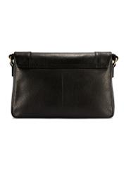 Black leather messenger bag TORES-1266-9I(W26) - product view from the back, on a white background.