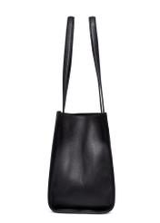 Black leather women's shopper bag TORES-1432-9I(Z26), side product view on white background.