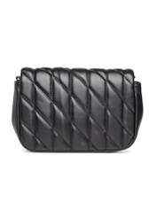Black women's handbag with stitching TOREC-1151-99(W26), product view from the back on a white background.