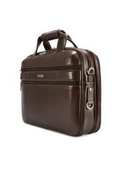 Brown leather men's bag TORMS-0483-89(Z25), diagonal product view on white background.