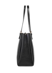 Black women's shopper bag TOREC-1344-9I(Z26) - side view of the product, on a white background.