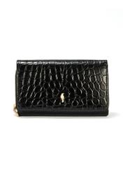 Black leather women's croco wallet PORES-0956-99(W25)