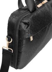 Black women's bag with monogram TOREN-0299-99(W25), close-up of detail on white background.