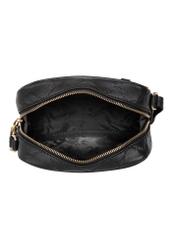 Women's black leather handbag with embossing TORES-0953-99(Z23)-05