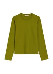Olive green women's cotton longsleeve LSLDT-0052-8E(Z26) - front view of the product, on a white background.