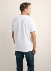 Men's white cotton T-shirt TSHMT-0158-0A(Z26), back view of the product on the model. Half of the silhouette visible.