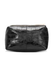 Black croco leather cosmetic bag TORES-1235-9G(W26), back view of the product on a white background.