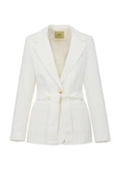 Women's cream blazer with belt ZAKDT-0030-12(W24)-04